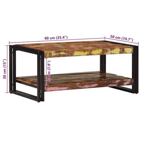 Mehrfarbiger Couchtisch Altholz 90x50 cm