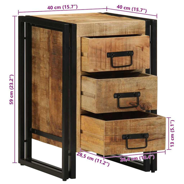 Nachttisch Braun Mango Massivholz 40x40x59 cm
