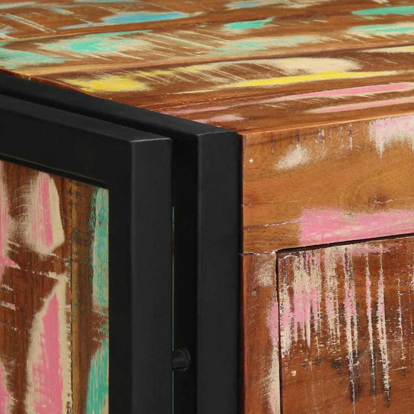 Massiver Nachttisch aus upgecyceltem Holz 40x40x59 cm