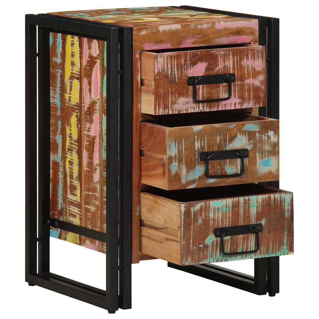 Massiver Nachttisch aus upgecyceltem Holz 40x40x59 cm