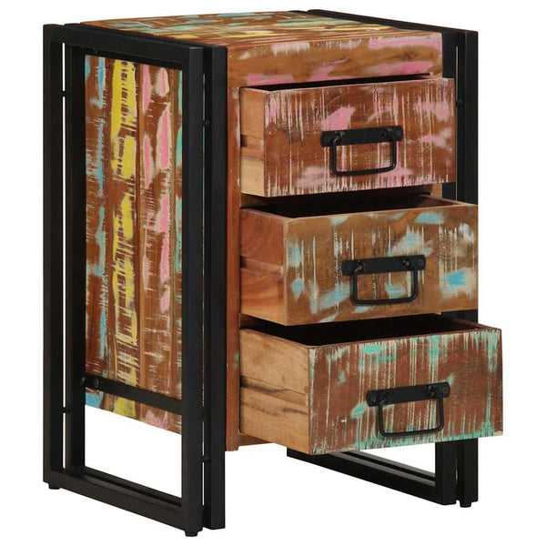 Massiver Nachttisch aus upgecyceltem Holz 40x40x59 cm