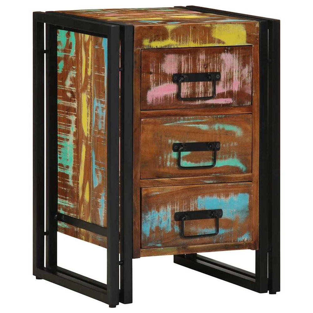 Massiver Nachttisch aus upgecyceltem Holz 40x40x59 cm