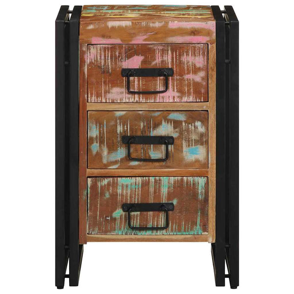 Massiver Nachttisch aus upgecyceltem Holz 40x40x59 cm