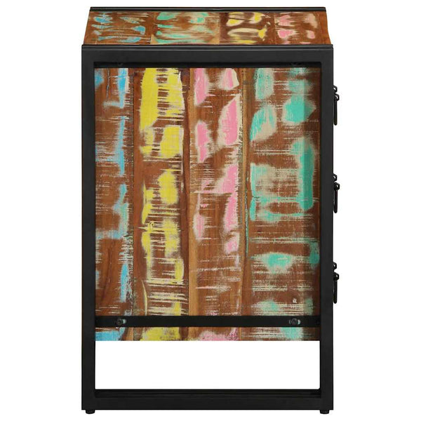 Massiver Nachttisch aus upgecyceltem Holz 40x40x59 cm