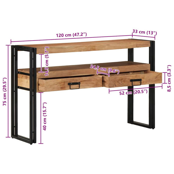 Konsolentisch Braun Akazie Massivholz 120 cm