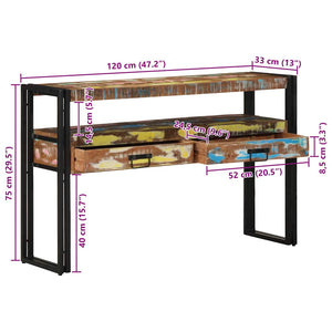 Konsolentisch 120 cm aus massivem Recyclingholz