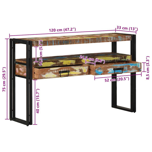 Konsolentisch 120 cm aus massivem Recyclingholz