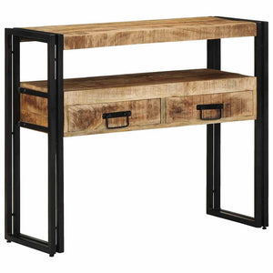 Konsolentisch Braun mit Regal Mango Massivholz 90cm