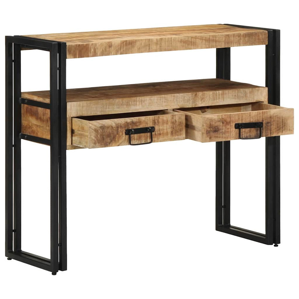 Konsolentisch Braun mit Regal Mango Massivholz 90cm