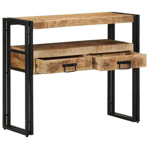 Konsolentisch Braun mit Regal Mango Massivholz 90cm