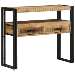 Konsolentisch Braun mit Regal Mango Massivholz 90cm