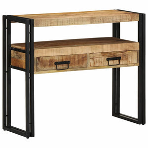 Konsolentisch Braun mit Regal Mango Massivholz 90cm
