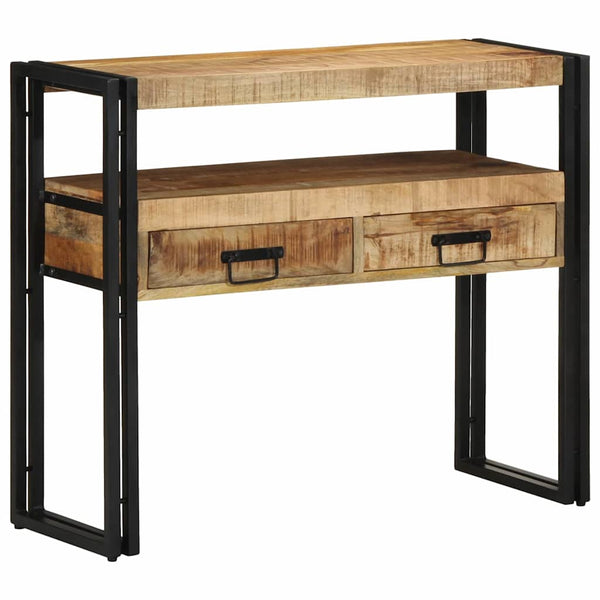 Konsolentisch Braun mit Regal Mango Massivholz 90cm