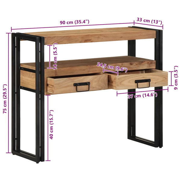 vidaXL Console avec étagère marron 90 x 33 x 75 cm Bois d'acacia massif