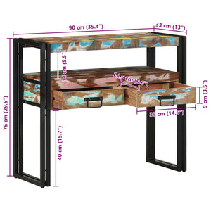 Konsolentisch aus massivem Recyclingholz, 90 cm