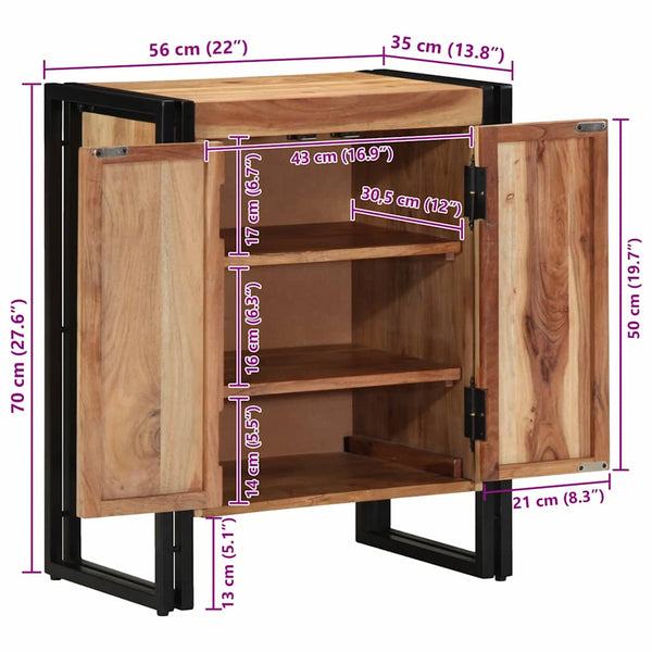 Schuhschrank Akazie Massivholz Braun