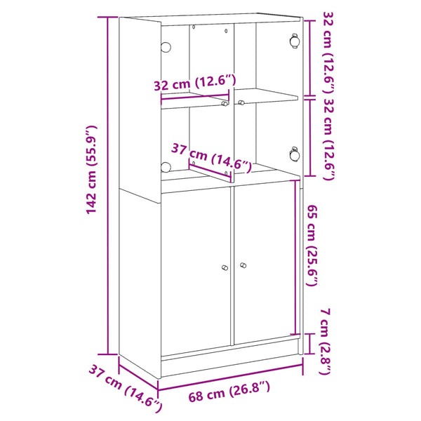 Highboard Altholz-Optik 68x37x142 cm