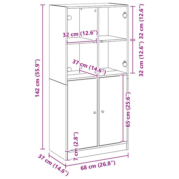 Highboard Artisan-Eiche 68x37x142 cm