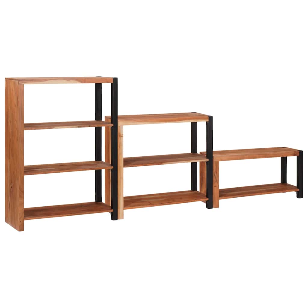 Bücherregal 3er Set Akazie Massivholz Braun