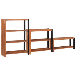 Bücherregal 3er Set Akazie Massivholz Braun