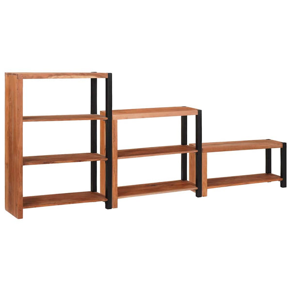 Bücherregal 3er Set Akazie Massivholz Braun