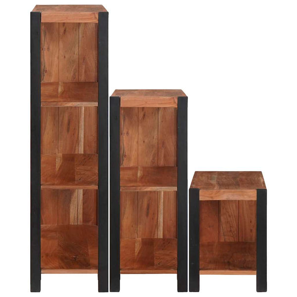 Bücherregal 3er Set Akazie Massivholz Braun