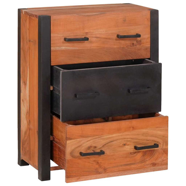 Sideboard Braun 55x30x75cm Massivholz Akazie 3-teilig
