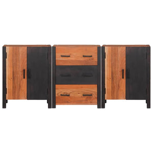 Sideboard Braun 55x30x75cm Massivholz Akazie 3-teilig