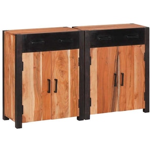 Massivholz Akazie Sideboard, 2er Set, Braun