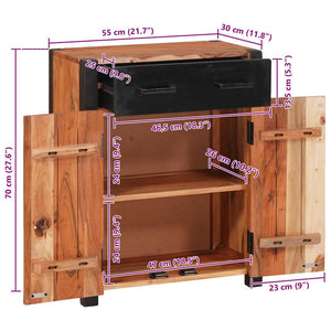 Massivholz Akazie Sideboard, 2er Set, Braun