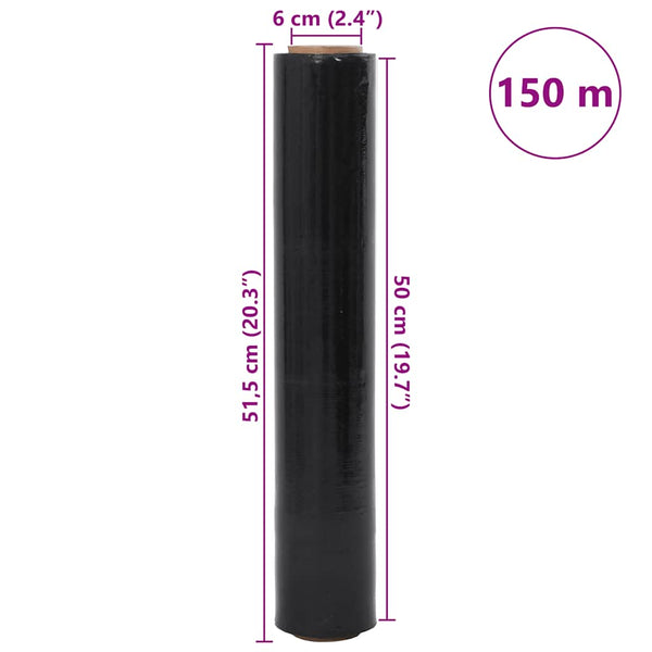 Schwarze Stretchfolie, 2 Rollen, 17 μm, 50 cm x 150 m