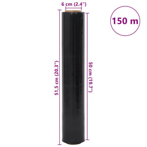 Schwarze Stretchfolie, 2 Rollen, 50cm x 150m