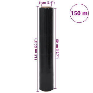 Schwarze Stretchfolie, 6 Rollen – 50 cm x 150 m