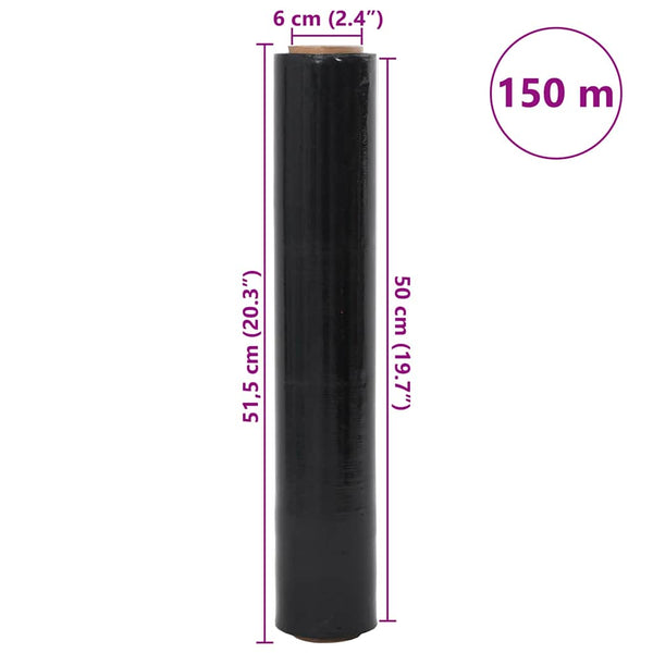 Schwarze Stretchfolie, 6 Rollen – 50 cm x 150 m