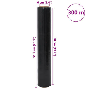 Schwarze Stretchfolie, 6 Rollen, 30 μm, 50 cm x 300 m