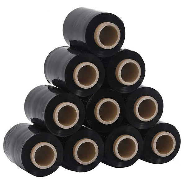Schwarze Stretchfolie 10 cm x 300 m - 10 Stück