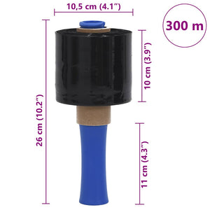 Schwarze Stretchfolie 10 cm x 300 m - 10 Stück