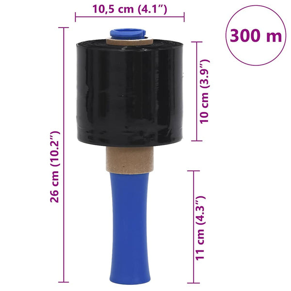 Schwarze Stretchfolie 10 cm x 300 m - 10 Stück