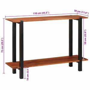 Konsolentisch mit Regal, Braun/Schwarz, 110cm