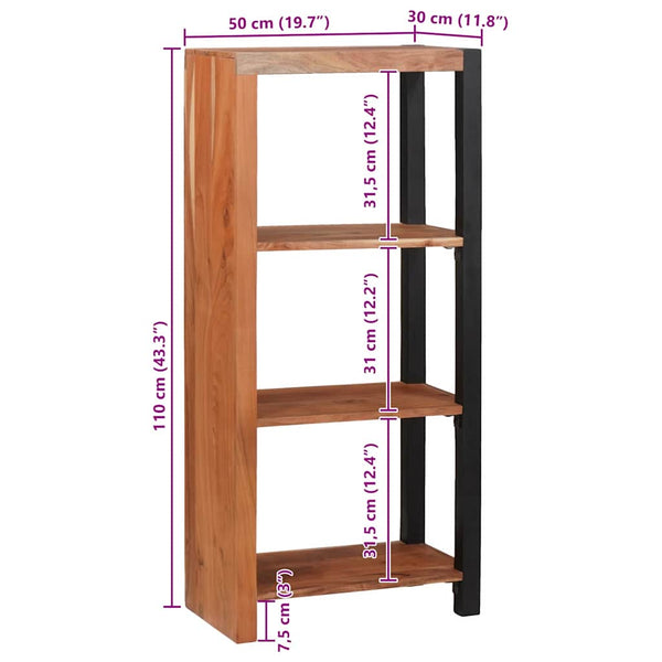 Bücherregal Braun Akazie Massivholz 110 cm
