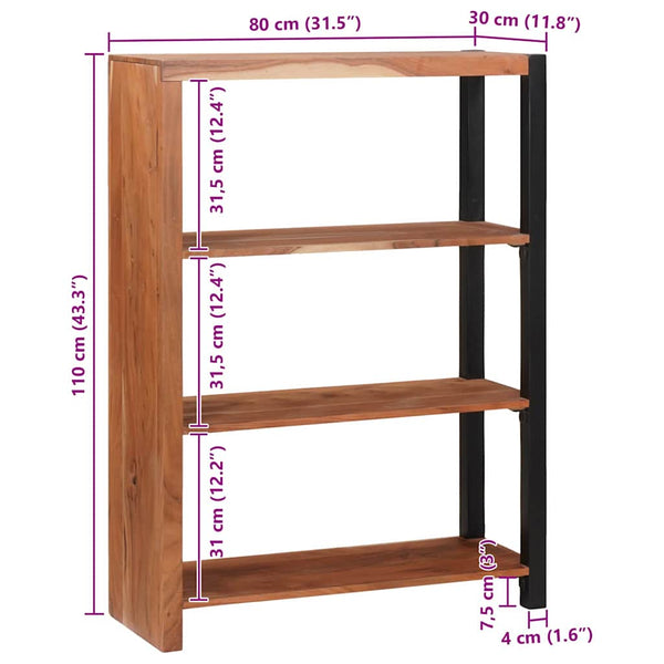Bücherregal Akazie Massivholz Braun 110cm