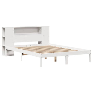 Massivholzbett mit Regal Weiß 120x190 cm