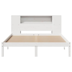 Massivholzbett mit Regal Weiß 120x190 cm