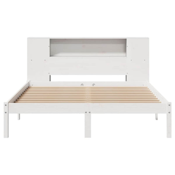 Massivholzbett mit Regal Weiß 120x190 cm