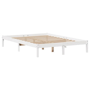 Massivholzbett mit Regal Weiß 120x190 cm