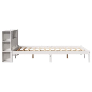 Massivholzbett mit Regal Weiß 120x190 cm