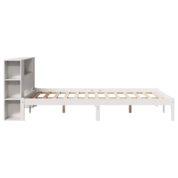 Massivholzbett mit Regal Weiß 120x190 cm