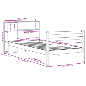 Massivholzbett Kiefer 100x200 cm mit Regal