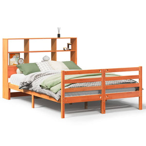 vidaXL Lit en bois massif sans matelas brun ciré 150x200 cm Bois massif