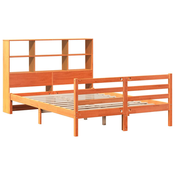 vidaXL Lit en bois massif sans matelas brun ciré 150x200 cm Bois massif